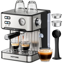 Espresso Machine, 20 Bar, 1.6L, Stainless Steel Coffee Machines | Milk Frother, Removable Water Tank, Warm Cup Area, Memory Function, Latte Machine,