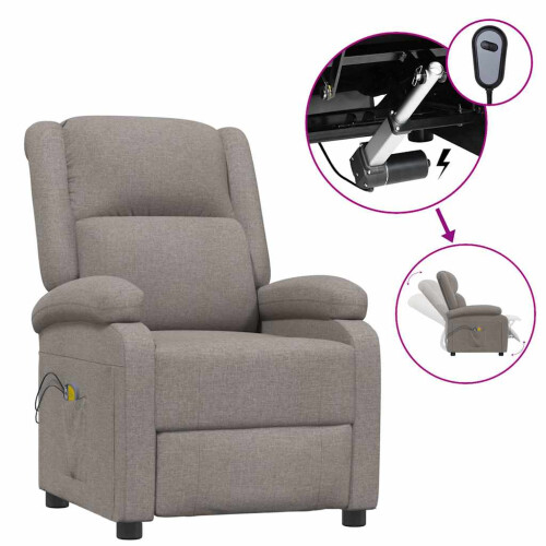 VidaXL vidaXL Massagesessel Elektrisch Taupe Stoff 1