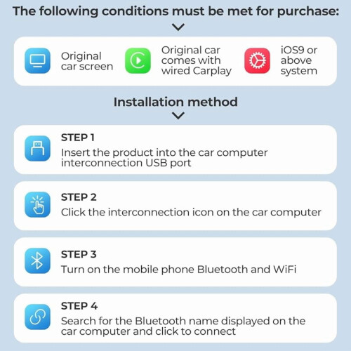 Wireless CarPlay Adapter for iPhone and Android Black A 2