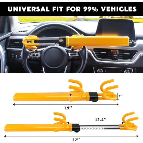 Steering Wheel Lock Anti-Theft Device Heavy-Duty Universal 2