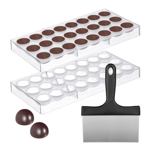 Polycarbonate Chocolate Molds, Chocolate Candy Mold with Chocolate Scraper, Half  Chocolate Making Molds 1