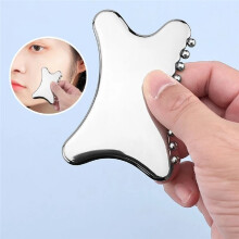 1Pcs Stainless Steel Gua Sha Facial Tool Metal Face Sculpting Massage Plate Skin Care Beauty Scraping Gift for Women B