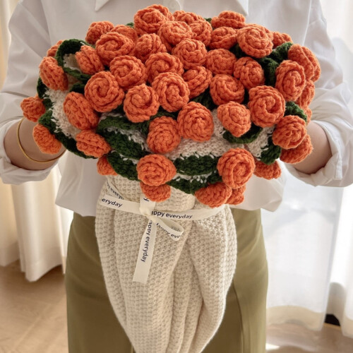 Crochet Rose Bouquet Blanket 43 inch White 1