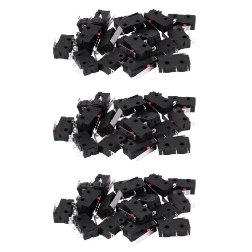60Pcs AC 125V 250V 5A SPDT 3-Pin Momentary Plastic Micro-Limit  Black+Silver