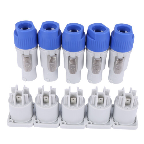 40Er Set PowerCON Typ A NAC3FCA + NAC3MPA-1 Chassis Plug Panel Adapter