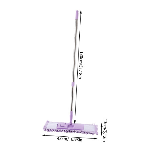 Purple Flat Mop with 360 Rotation, Adjustable Handle and 2