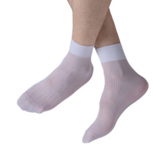 Men's Business Nylon Sheer Ankle Socks, Thin Striped