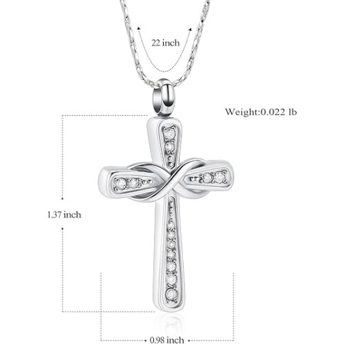 Birthstone Infinity Cross Urn Necklace for Ashes 1