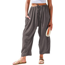 Women's Linen Wide Leg Pants Casual Loose Drawstring