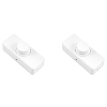2X Inline LED Dimmer , Built-in Rotary /OFF and Knob Control Dimmer for Dimmable 3-100W LED/Incandescent White