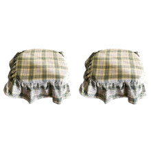 French Farmhouse Plaid Chair Cushions with Ruffles and Ties