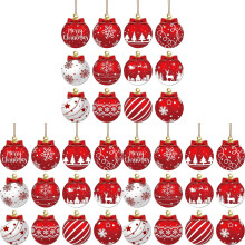 Christmas Ball Hanging Ornaments Set Red White 36PCS