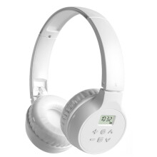 C201 Bärbar FM Radiohörlur 3.5mm Jack Hörlurar Trådlös Anslutning Sexknapp Vit