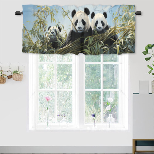 Panda Thermal Curtain Valance Bamboo Blue Sky 54x18 in 1