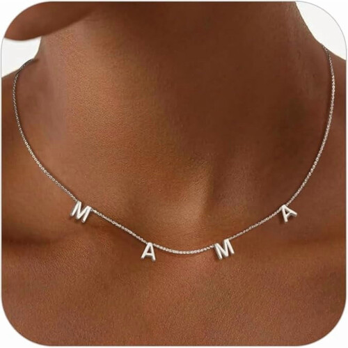 MAMA Letter Necklace Silver Collarbone Chain