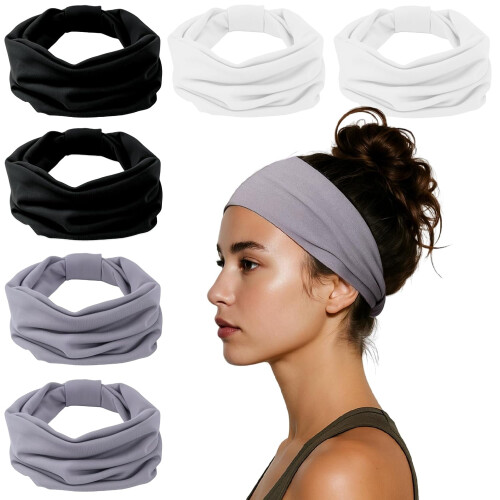 Women's Wide Non-Slip Elastic Headbands 6-Pack