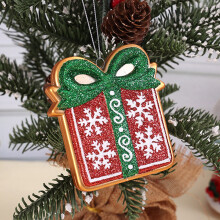 Christmas Bell Ornament Red Train Pendant 3.9 in