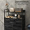Rustic Chest of Seven Fabric Drawers - Black 7