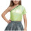 Girls One-Shoulder Short-Sleeve Sequin Crop Top 1