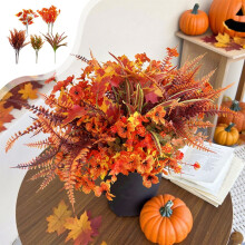 Artificial Maple Leaf Branches Halloween Floral Picks 7 pcs