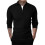 Men's Long Sleeve Polo Shirt Quarter-Zip Solid Ribbed Edge 1