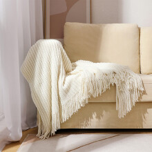 Knitted Throw Blanket with Fringe 50x68 inch
