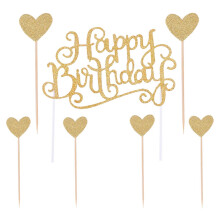 Shiny Heart Cake Toppers for Kids Birthday Party 7 Pcs