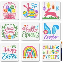 Easter Bunny Stencils Reusable 9-Piece 5.9 Inch