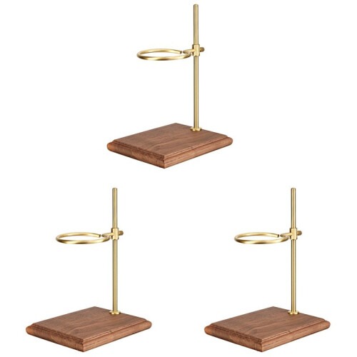 3X Pour over Coffee Maker Stand with Wood Base Adjustable Height Rack Dripper Filter Holder 1