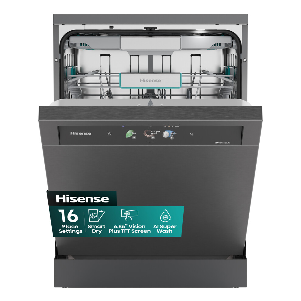Hisense Hi9 Standard Dishwasher - Black Inox - A Rated