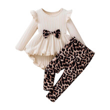 Toddler Girl Long Sleeve Ruffle Sweatshirt and Leopard