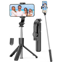 4-in-1 Extendable Selfie Stick Tripod with Remote and 360 Phone Holder