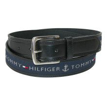 Tommy Hilfiger Men's Leather Casual Belt with Fabric Inlay