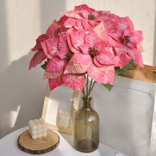 Artificial Poinsettia Bouquet Pink 20.8x7.8x1.9 in