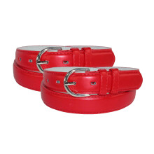 CTM Women's Leather Dress Belt 2-Pack 28.5 mm Silver Buckle