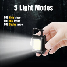 10X Lampe de Poche COB, 500 Lumens Lumineux Rechargeable Porte-Clés Lampe de Poche 3 Modes D'Éclairage avec Ouvre-Bouteille pour la Pêche, le