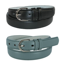 CTM Women's Leather Dress Belt 2 colour Pack 28.5 mm Silver Buckle