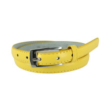 CTM Women's 19 mm Skinny Leather Dress Belt Silver Buckle