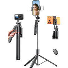 67in Selfie Stick Tripod with Light Remote and 360 Rotation