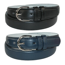 CTM Women's Leather Dress Belt 2 colour Pack 28.5 mm Silver Buckle