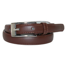 CTM Women's 19 mm Skinny Leather Dress Belt Silver Buckle