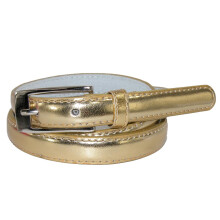 CTM Women's 19 mm Skinny Leather Dress Belt Silver Buckle