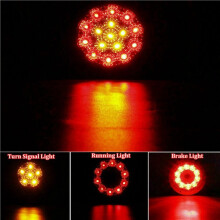 4X Rond 4 Pouces Rouge/Ambre LED Camion Remorque Feux Arrière Feu de Freinage Frein Clignotants