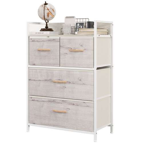 Rustic Chest of Four Fabric Drawers - Black 1