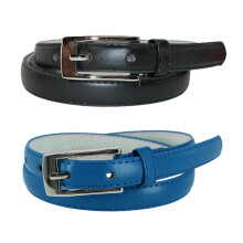 CTM Womens Skinny Leather Dress Belt 2-Pack 3/4 in Black + colour