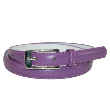 CTM Women's 19 mm Skinny Leather Dress Belt Silver Buckle