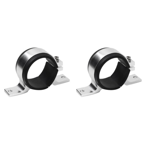 2X Silver 60Mm Fuel Pump Single Mount Bracket Fuel Filter External Bracket Clamp Cradle for 044