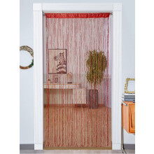 Glitter Fringe Door Curtain Silver Red 39x79 inch