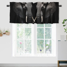 Elephant Valance Curtain Black African Animal Design 54x18