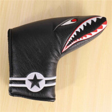 2Pc Black PU Leather with Embroidery Magnet Blade Putter Cover Club Putter Headcover